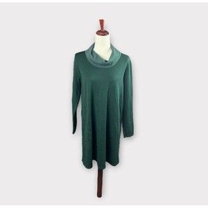 J. Jill Pure Jill Green Long Sleeve Cowl Neck Sweater Dress Tunic Size M EUC